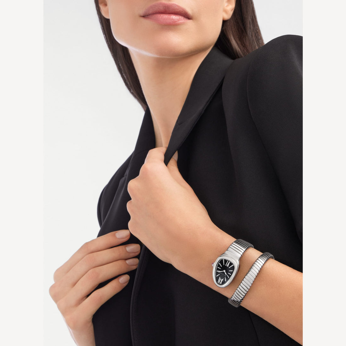Coiled Band Watch, White Gold Tone, White, 35 mm, Size S