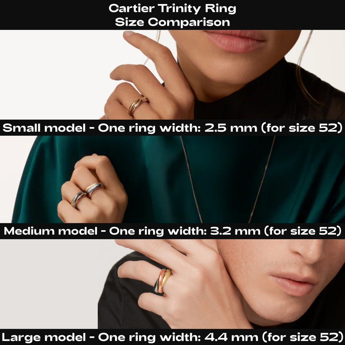Three-Band Rolling Ring, Rose Gold Tone