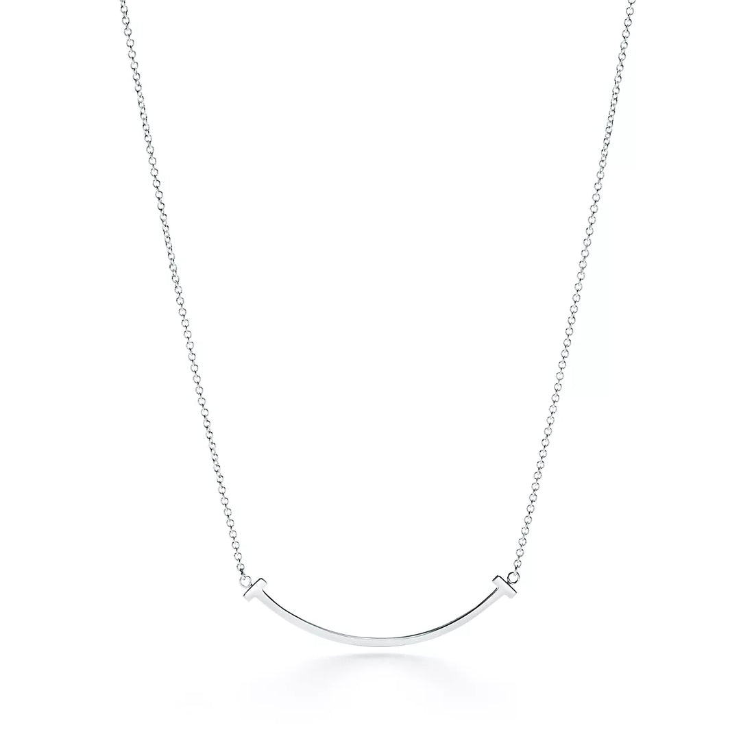Smile Bar Pendant Necklace, White Gold Tone