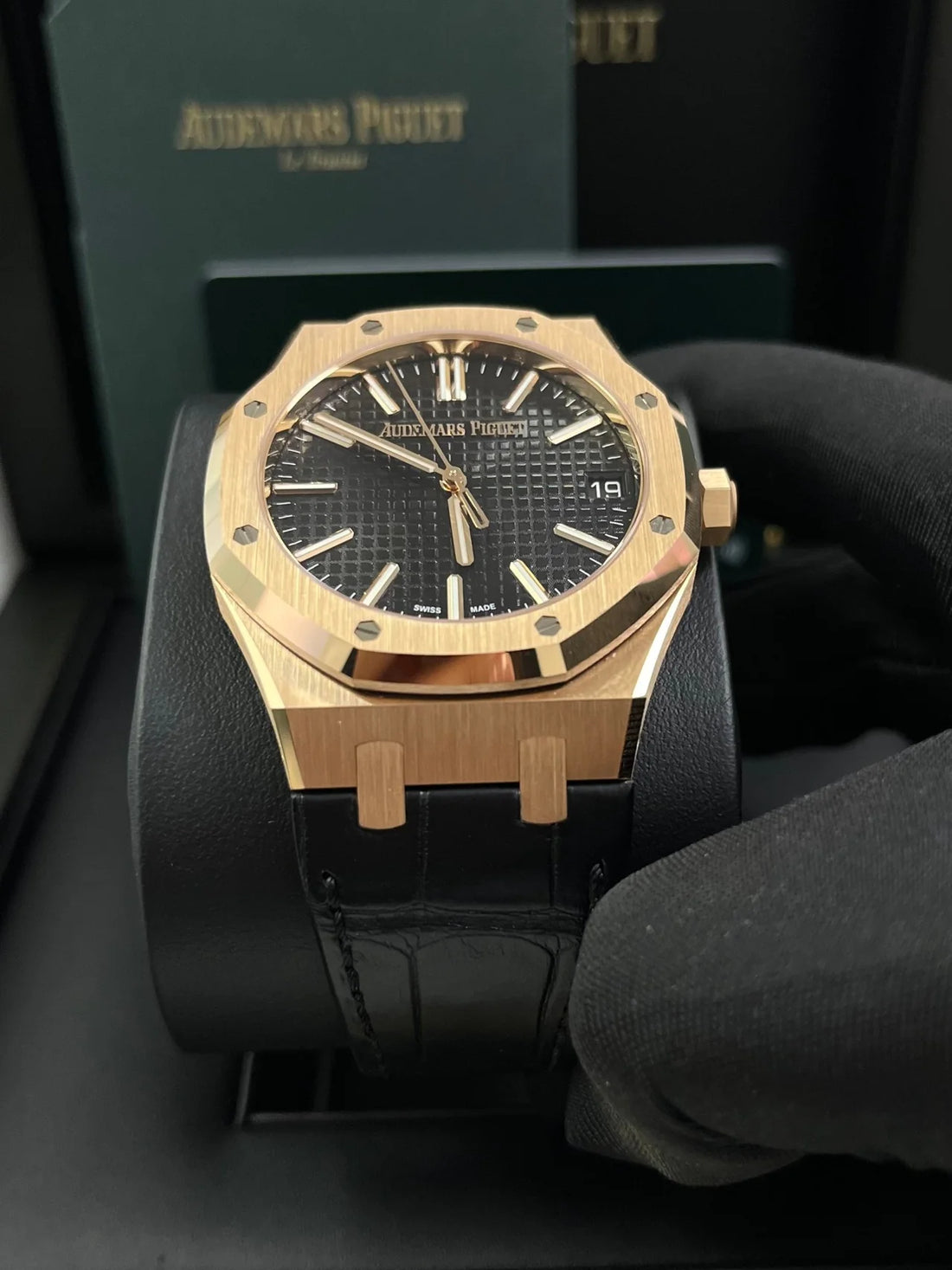 Octagonal Bezel Watch, Rose Gold Tone, Pink, 41 mm