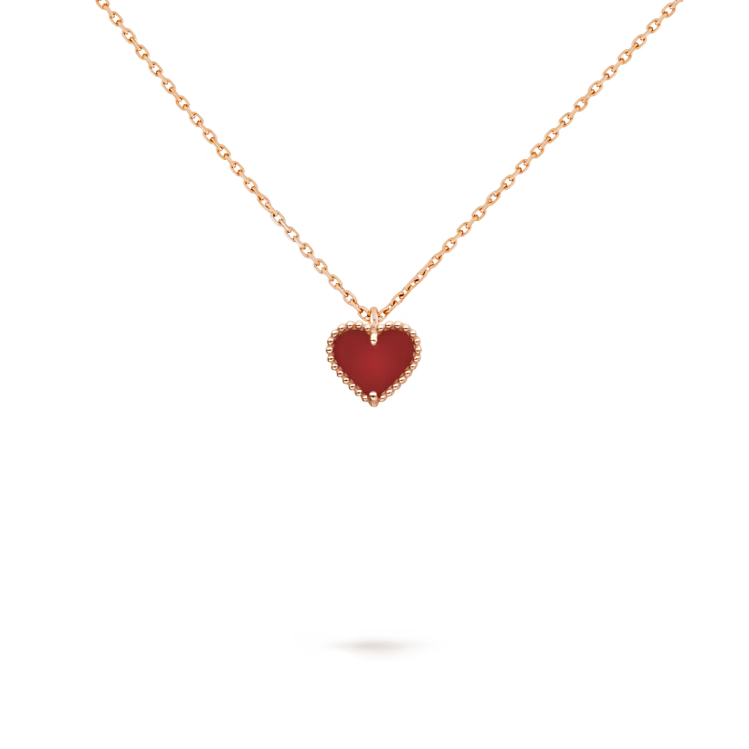 Pendant Necklace, Rose Gold Tone, Carnelian
