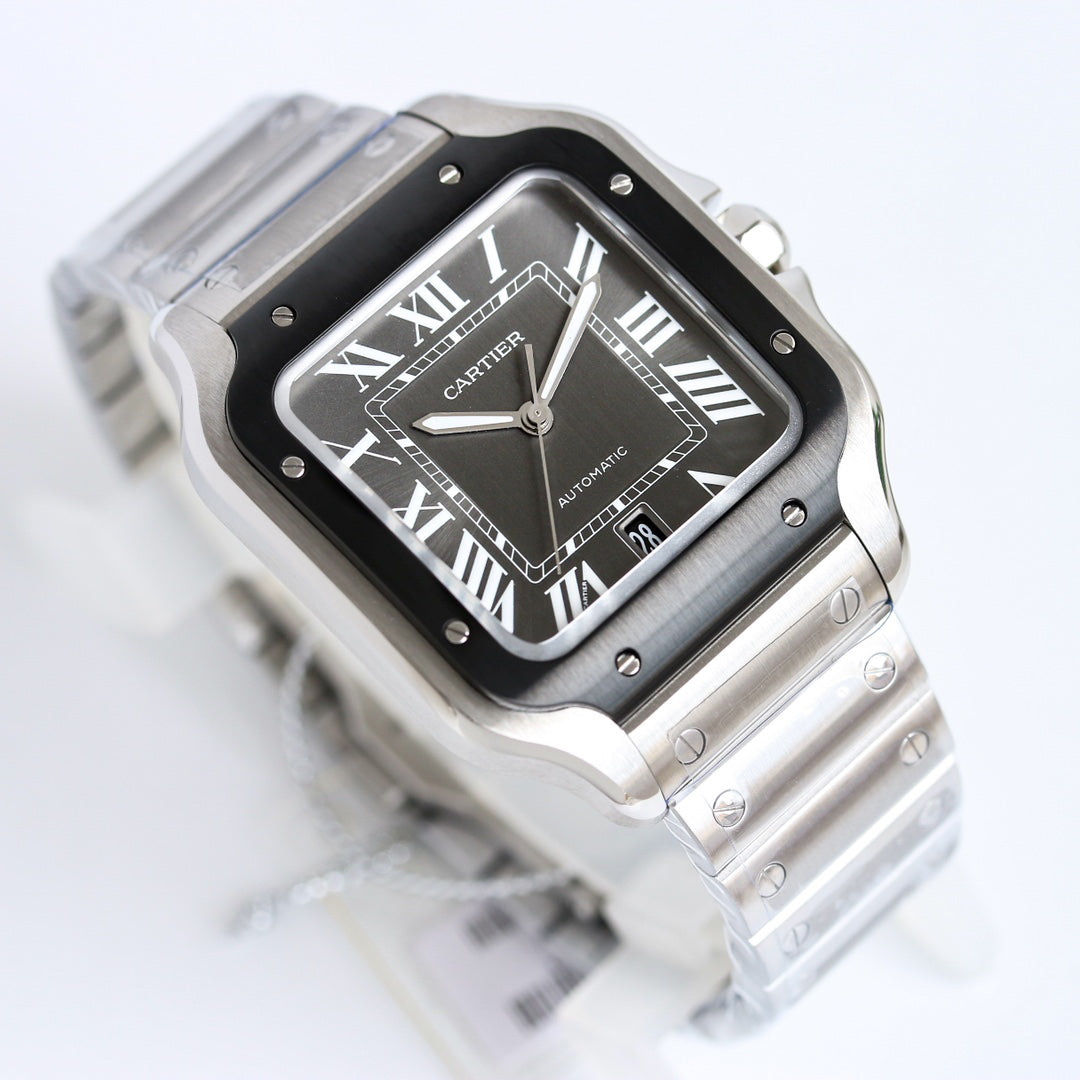 Square Case Watch, Steel, Large Model