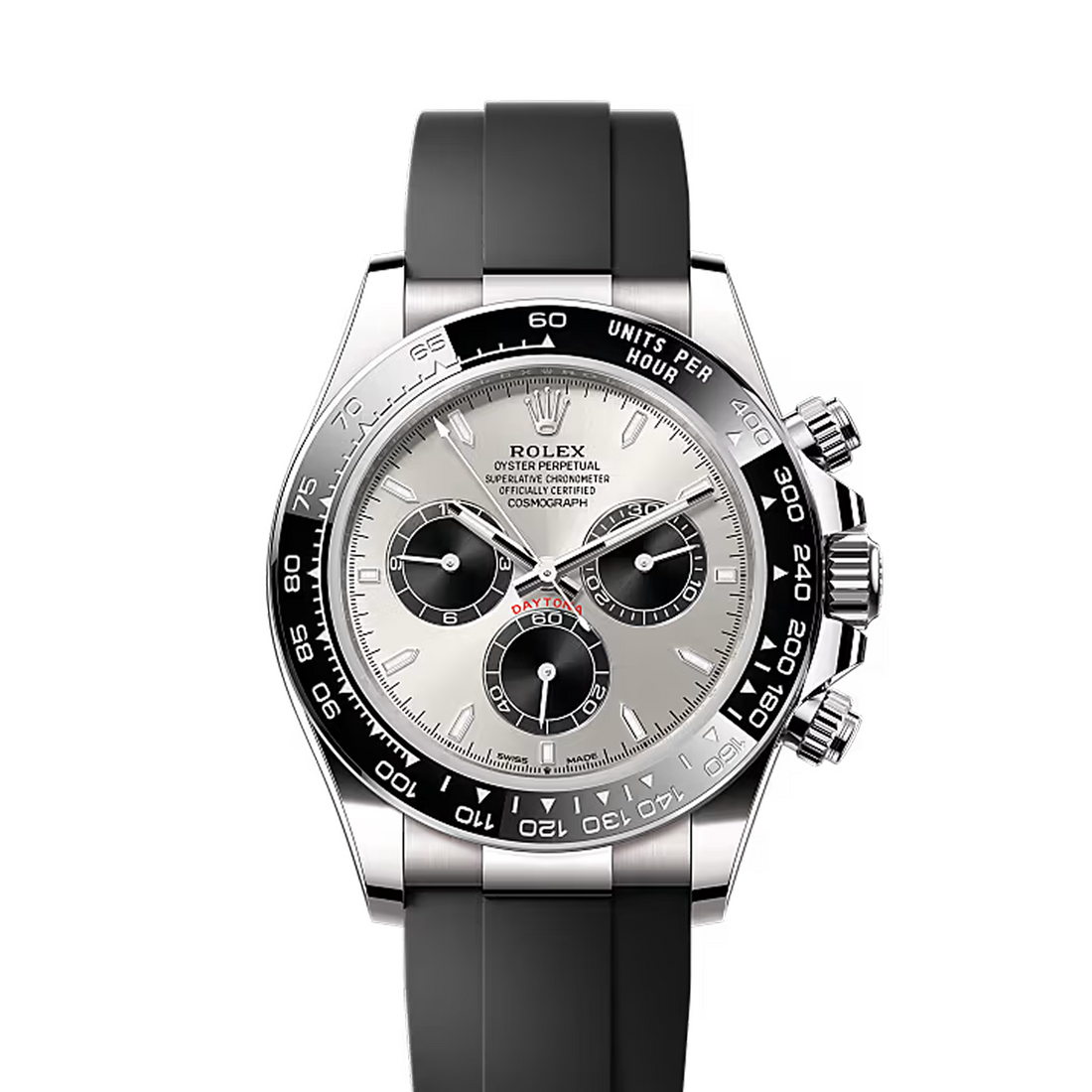 Chronograph Racing Watch, White Gold Tone, White, 40 mm