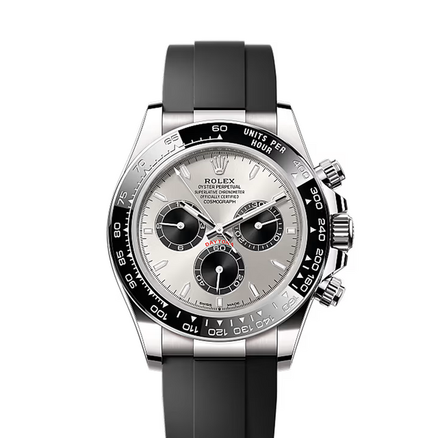 Chronograph Racing Watch, White Gold Tone, White, 40 mm