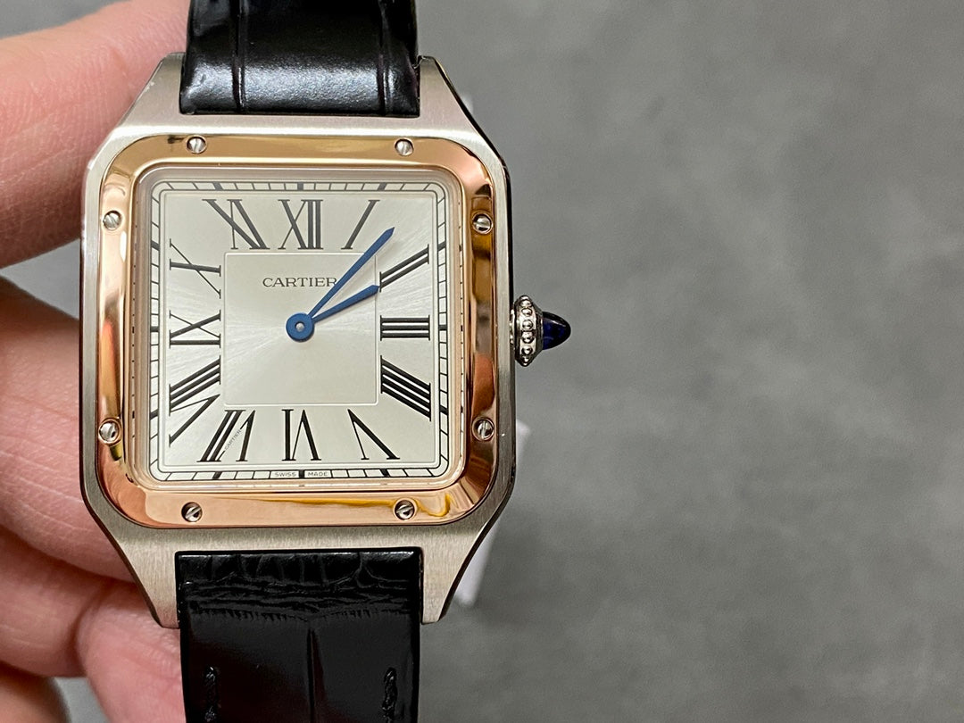 Slim Square Case Watch, Rose Gold Tone, Steel, Large Model