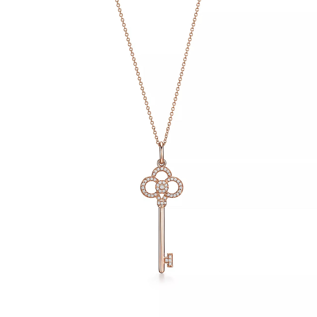 Key Pendant Necklace, Rose Gold Tone