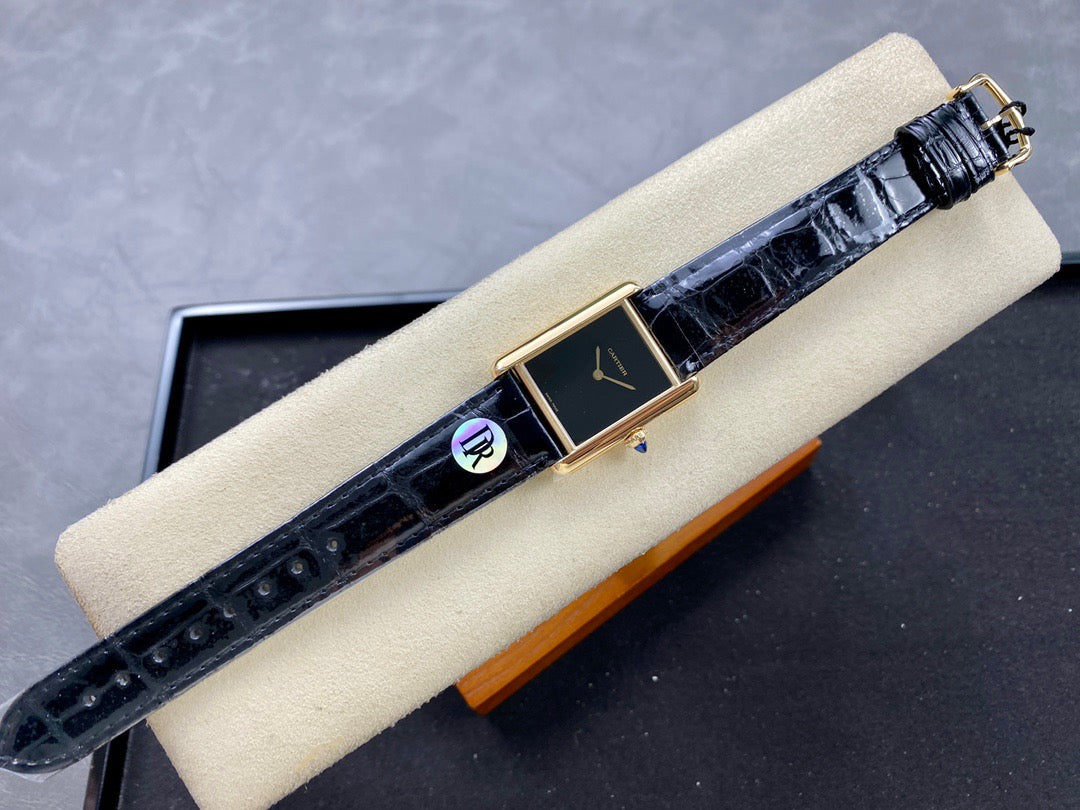 Rectangular Case Watch, Yellow Gold Tone, Medium Model