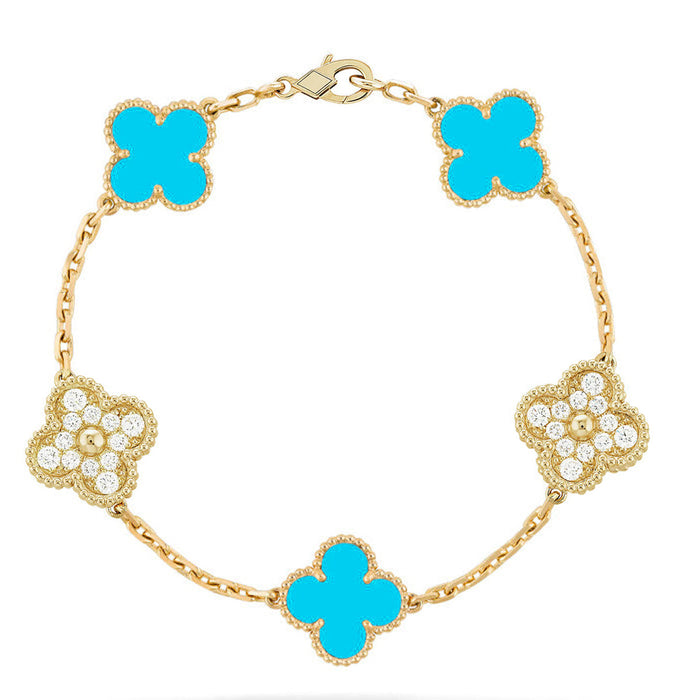 Quatrefoil 5 Motifs Bracelet, Turquoise