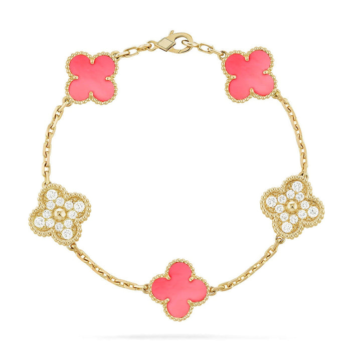 Quatrefoil 5 Motifs Bracelet, Pink Mother of Pearl