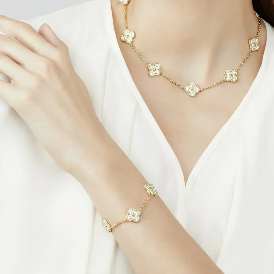 Quatrefoil 5 Motifs Bracelet, Pavé