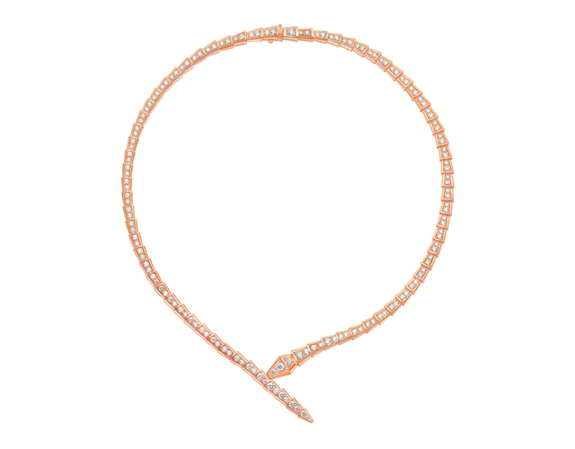 Snake-Scale Necklace, Rose Gold Tone, Stone-Set