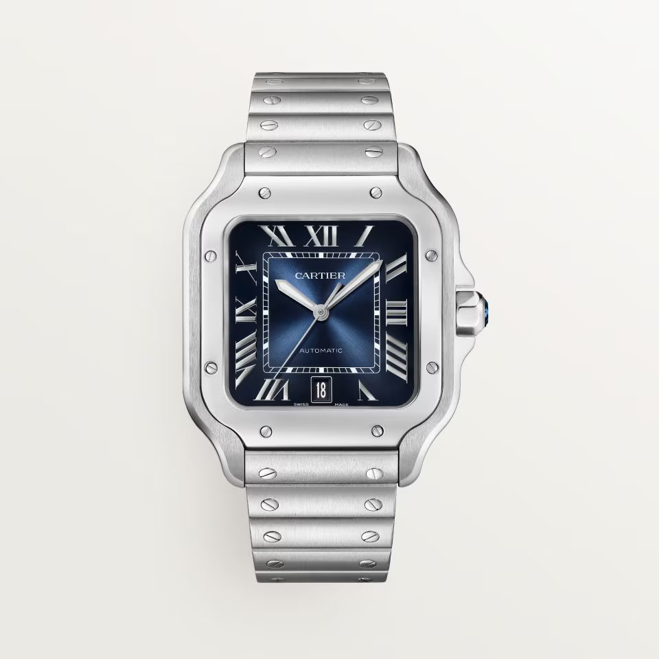 Square Case Watch, Steel, Large Model