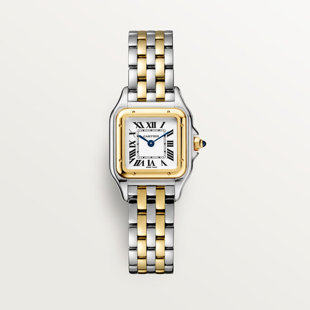 Square Link-Bracelet Watch, Yellow Gold Tone, Steel, Small Model