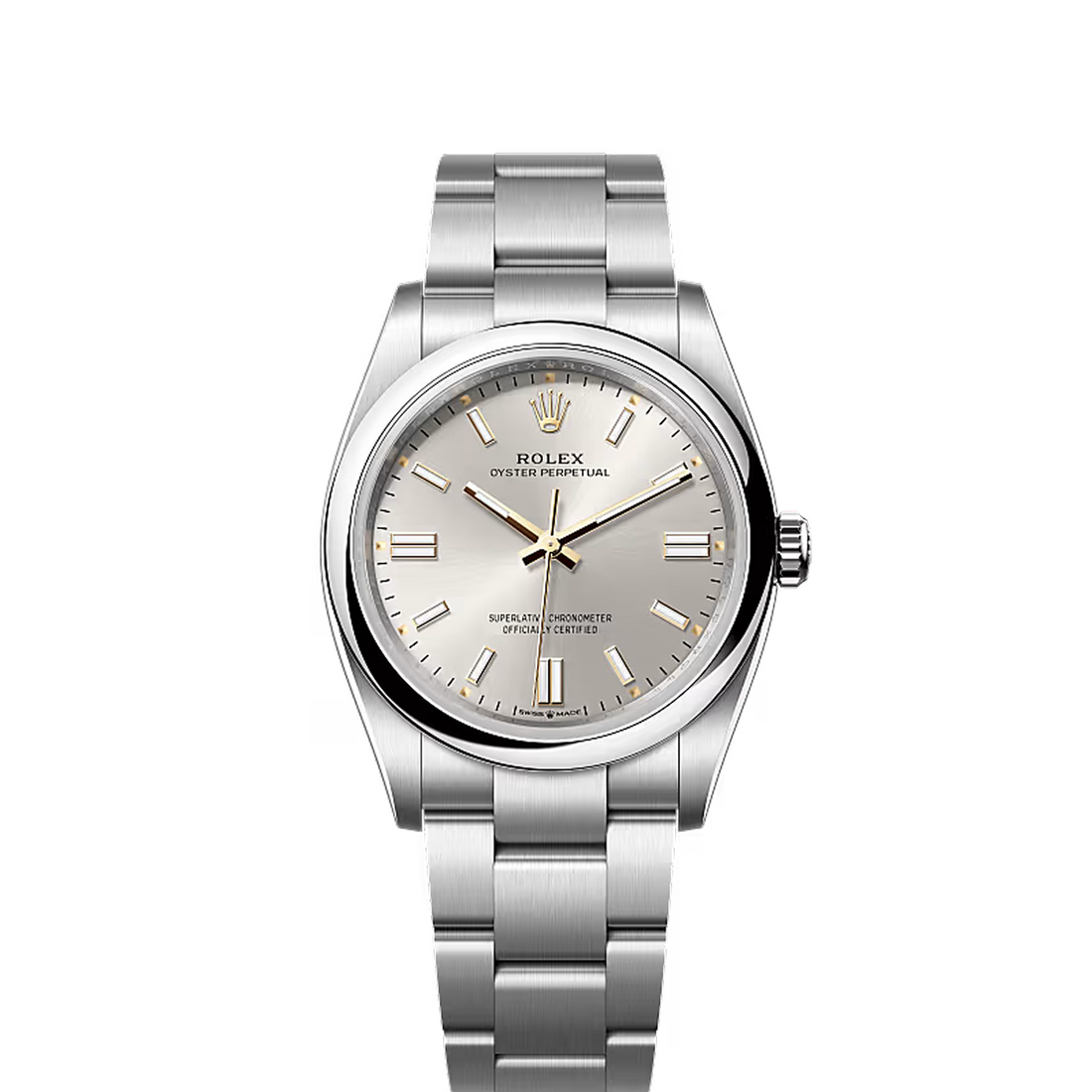 Classic Date Watch, White Gold Tone, Steel, White, 36 mm
