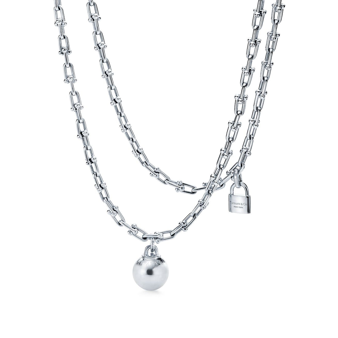 Link Chain Necklace, White Gold Tone, White