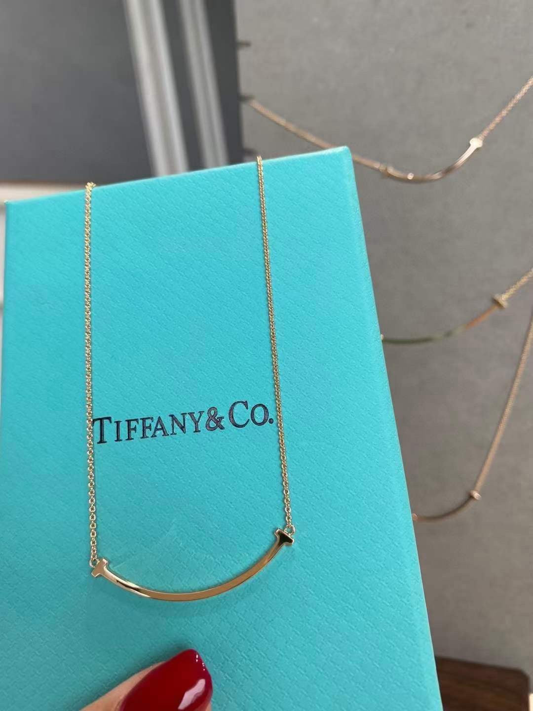 Smile Bar Pendant Necklace, Rose Gold Tone