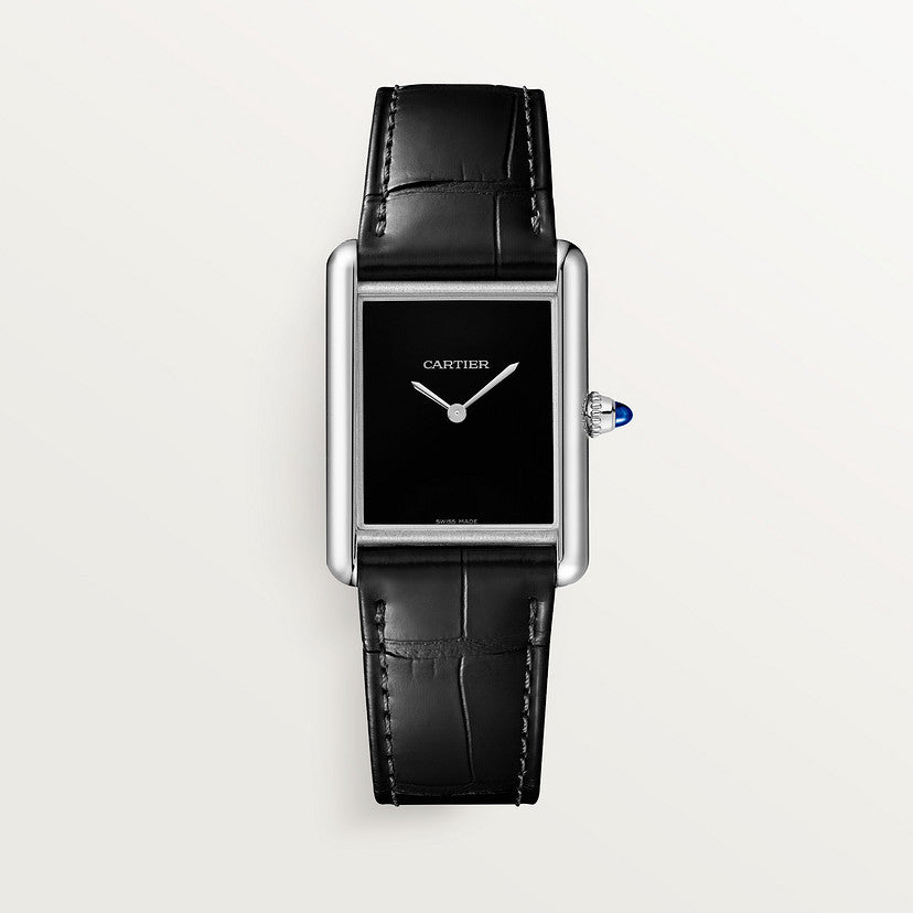 Rectangular Case Watch, White Gold Tone, White, Large Model