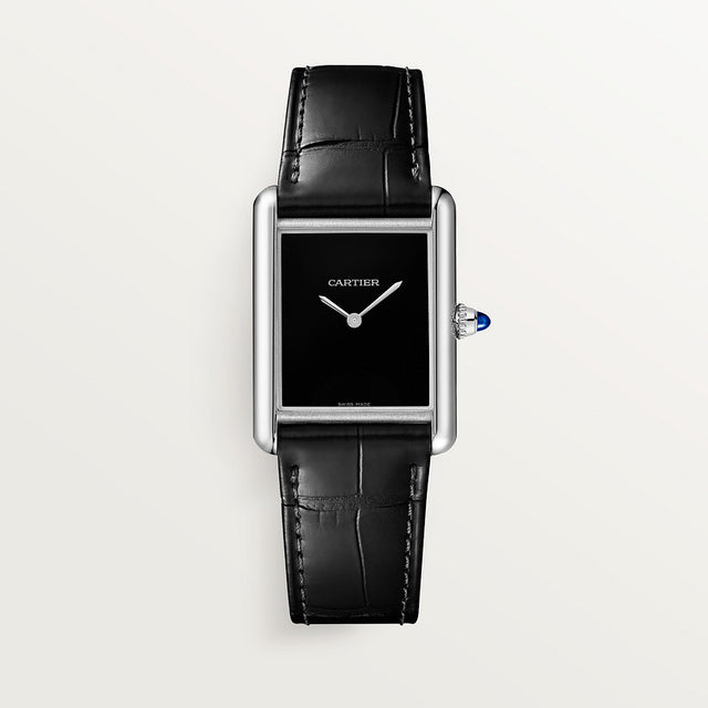 Rectangular Case Watch, White Gold Tone, White, Large Model