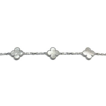 Quatrefoil Long Necklace, 20 Motifs, Rose Gold Tone, Malachite