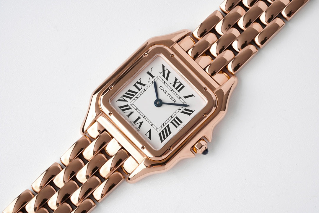 Square Link-Bracelet Watch, Rose Gold Tone, Small Model