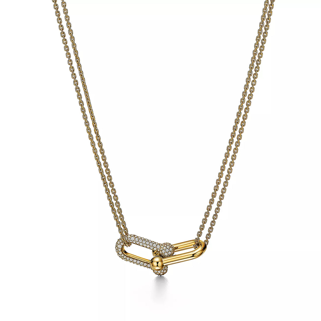 Link Pendant Necklace, Yellow Gold Tone