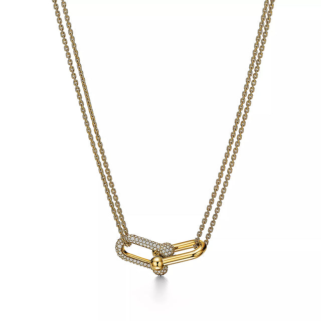 Link Pendant Necklace, Yellow Gold Tone