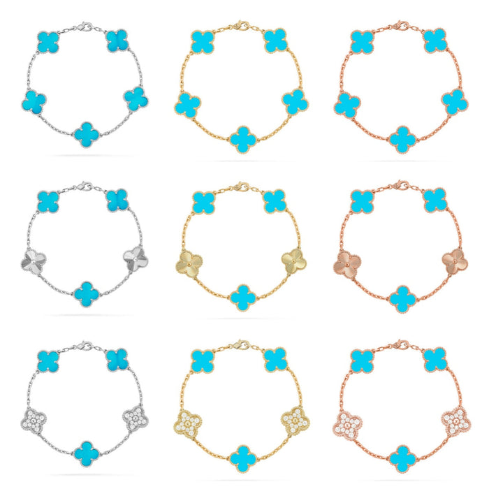 Quatrefoil 5 Motifs Bracelet, Turquoise