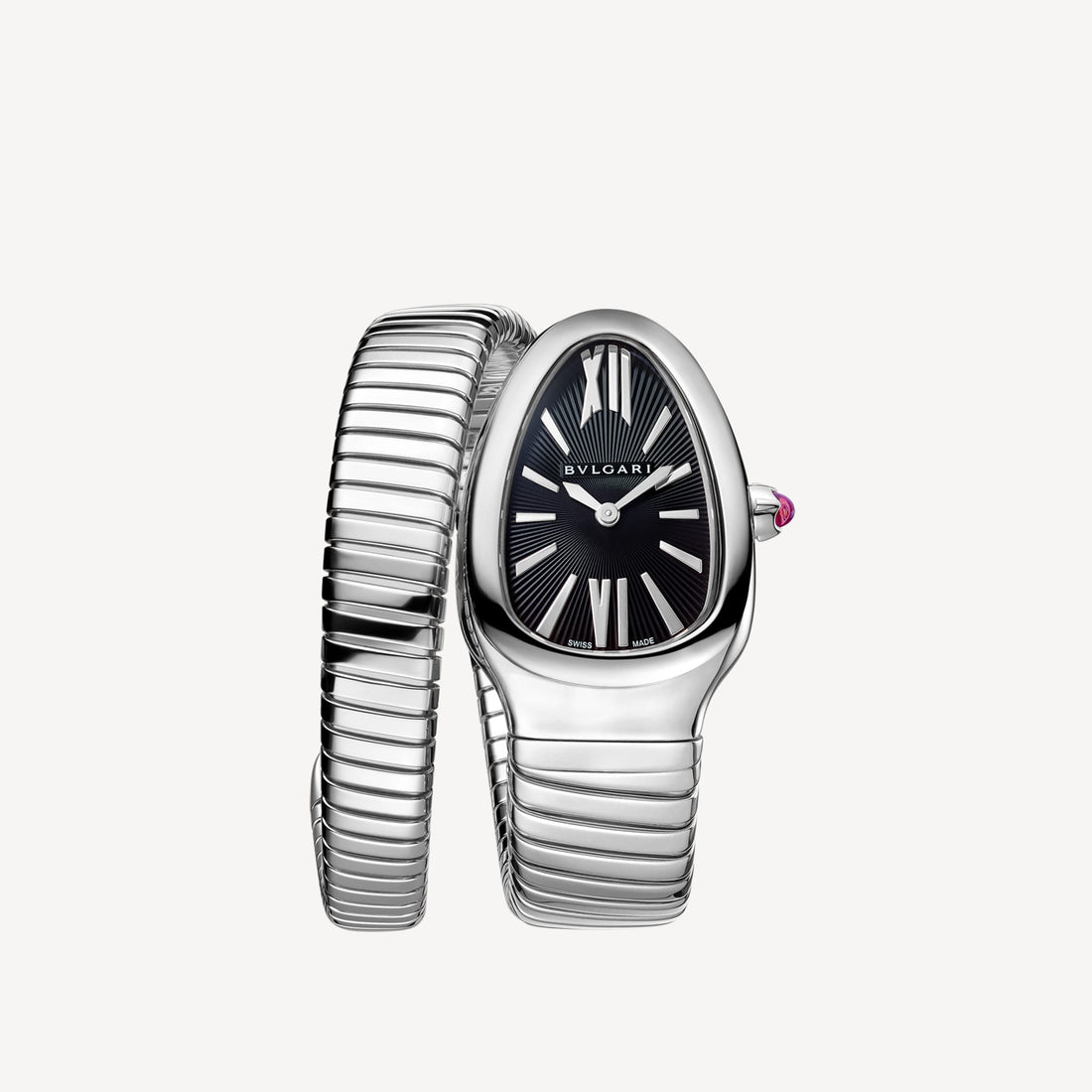 Coiled Band Watch, White Gold Tone, White, 35 mm, Size S