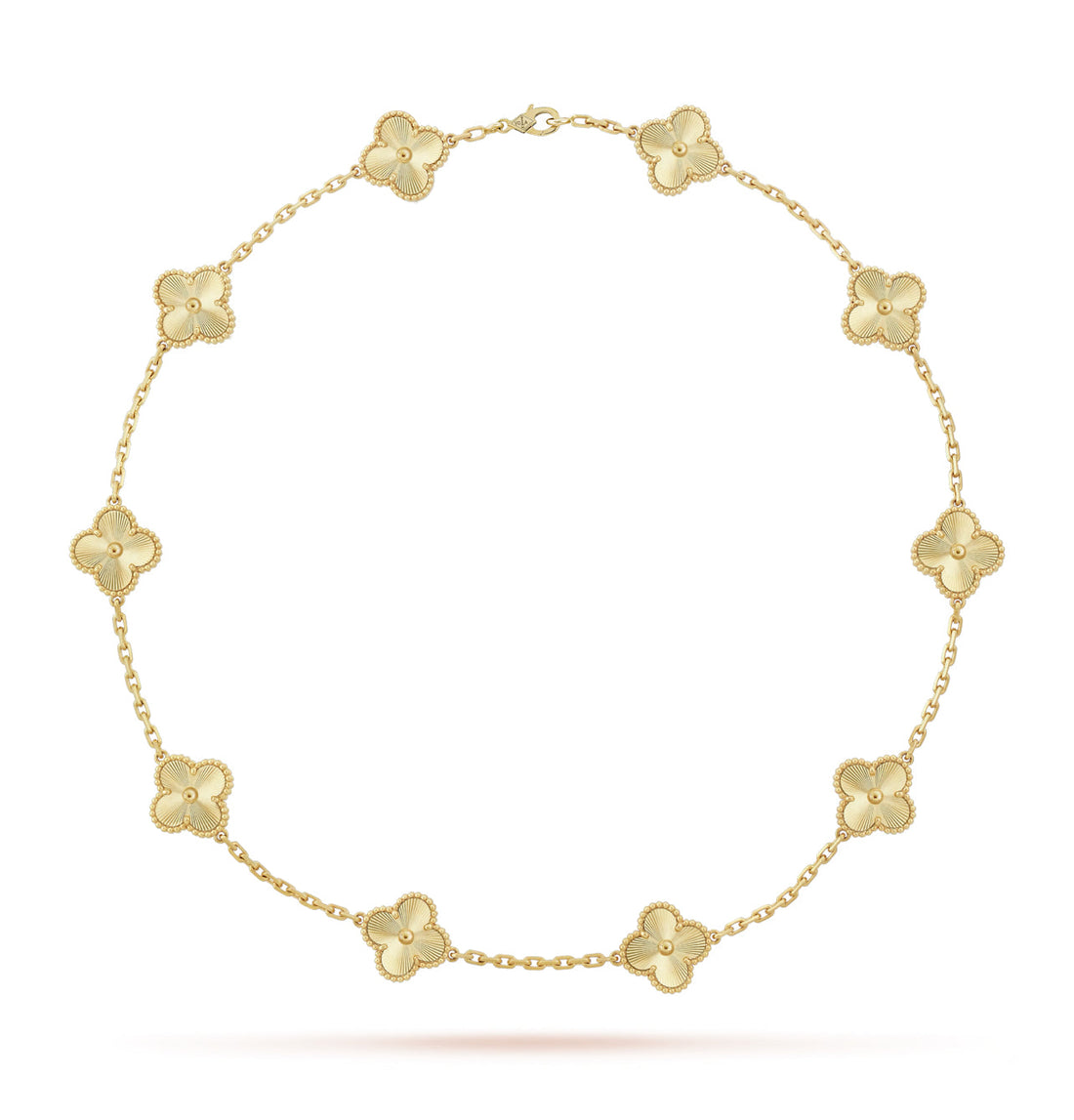 Quatrefoil Pendant Necklace, 10 Motifs, Yellow Gold Tone, Malachite