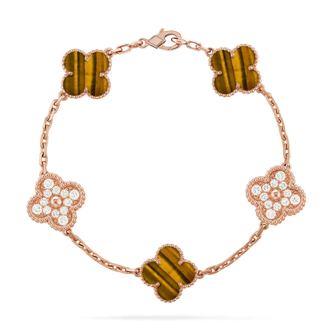 Quatrefoil 5 Motifs Bracelet, Tiger Eye