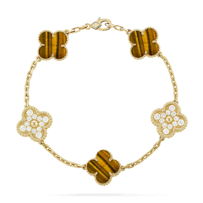 Quatrefoil 5 Motifs Bracelet, Tiger Eye