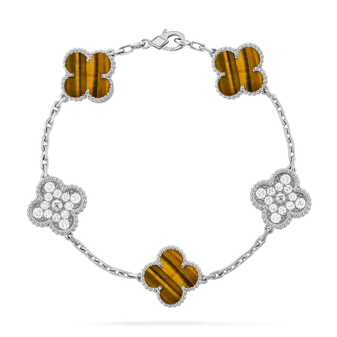 Quatrefoil 5 Motifs Bracelet, Tiger Eye