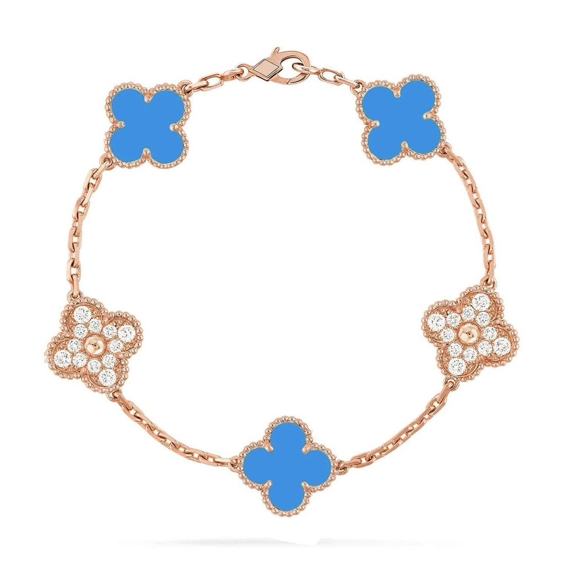 Quatrefoil 5 Motifs Bracelet, Blue Agate
