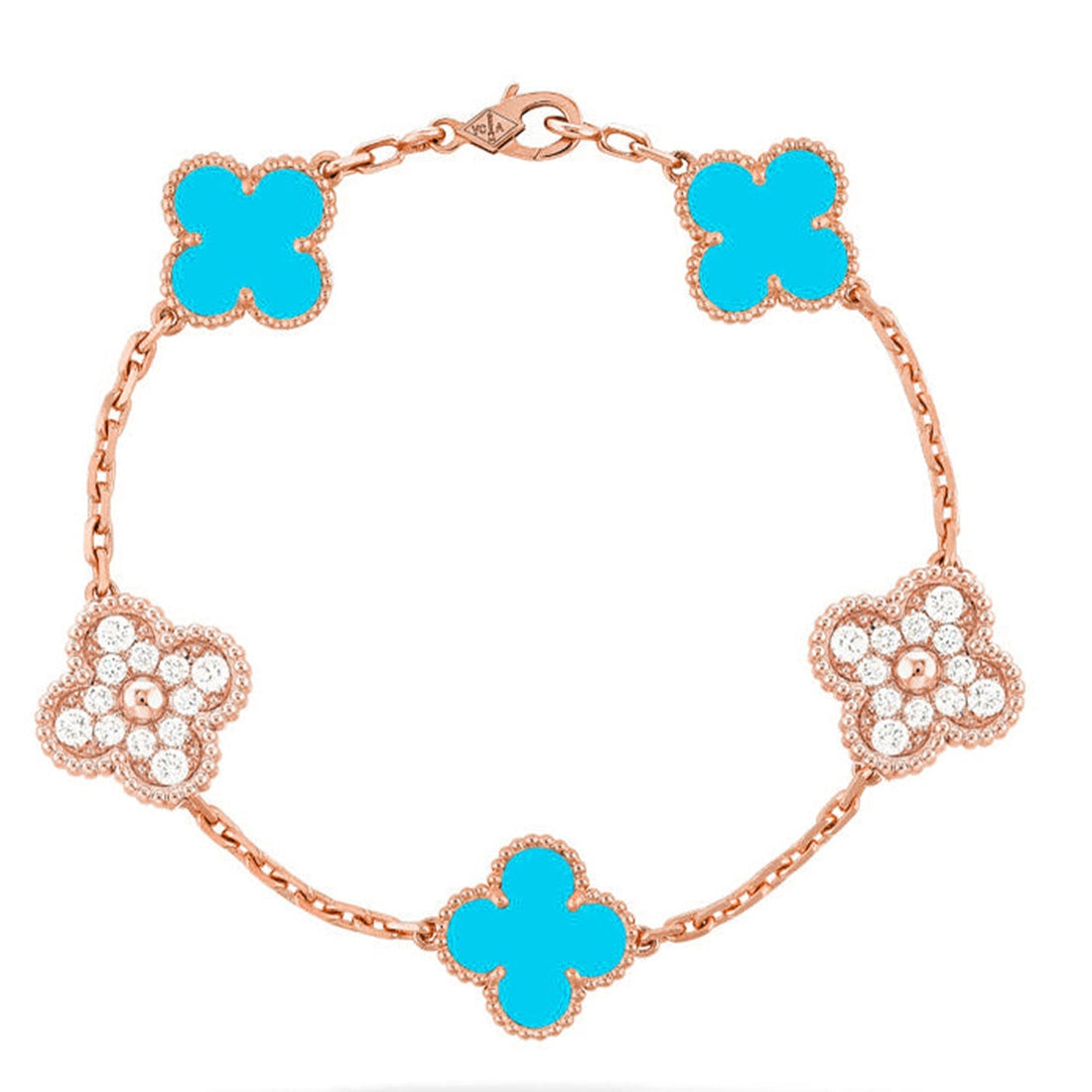 Quatrefoil 5 Motifs Bracelet, Turquoise