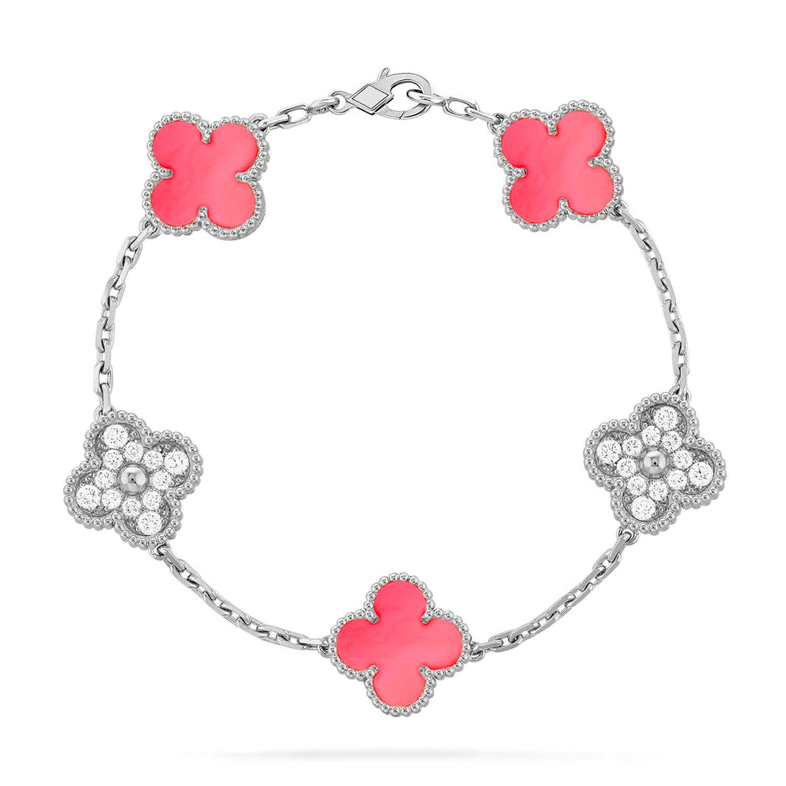 Quatrefoil 5 Motifs Bracelet, Pink Mother of Pearl