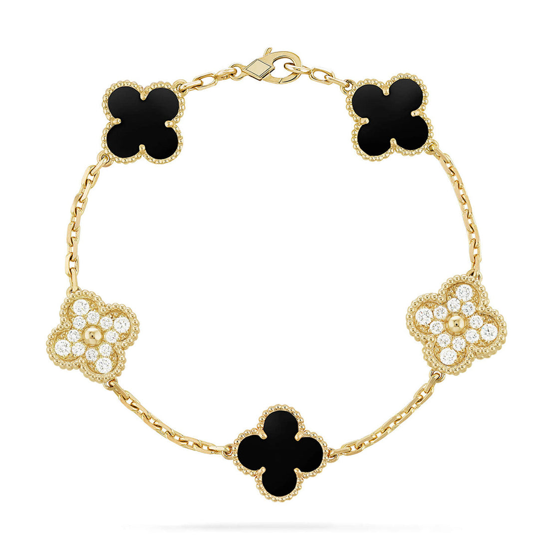 Quatrefoil 5 Motifs Bracelet, Onyx