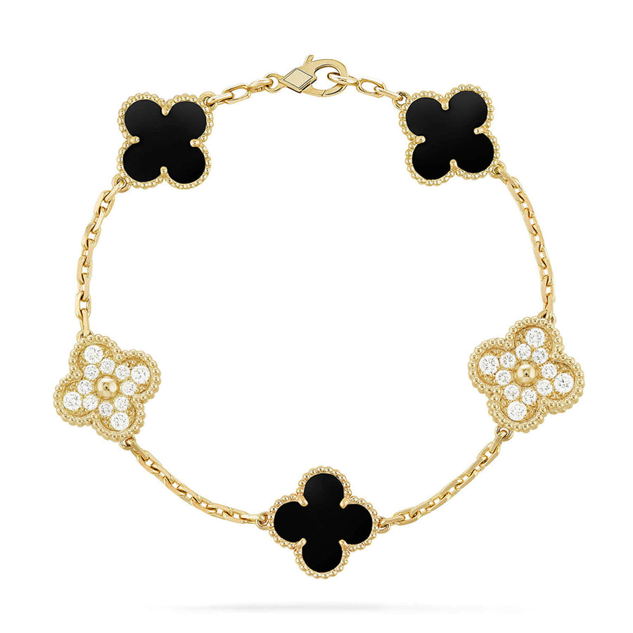 Quatrefoil 5 Motifs Bracelet, Onyx