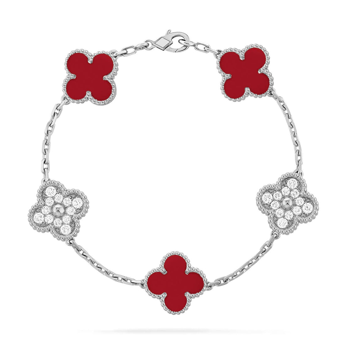 Quatrefoil 5 Motifs Bracelet, Red Carnelian