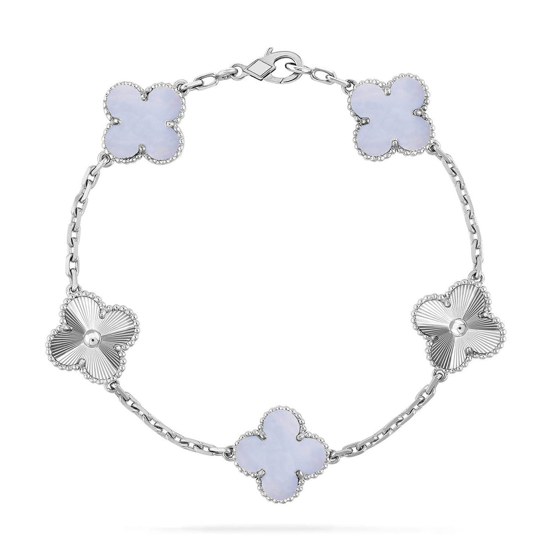 Quatrefoil 5 Motifs Bracelet, Purple Chalcedony