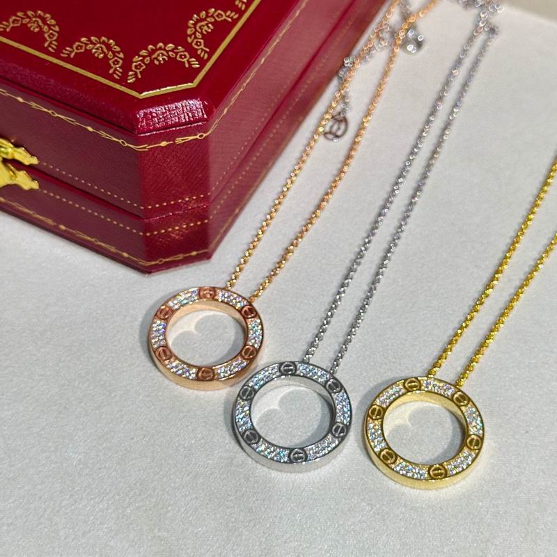 Screw-Motif Pendant Necklace, Stone-Set, White Gold Tone