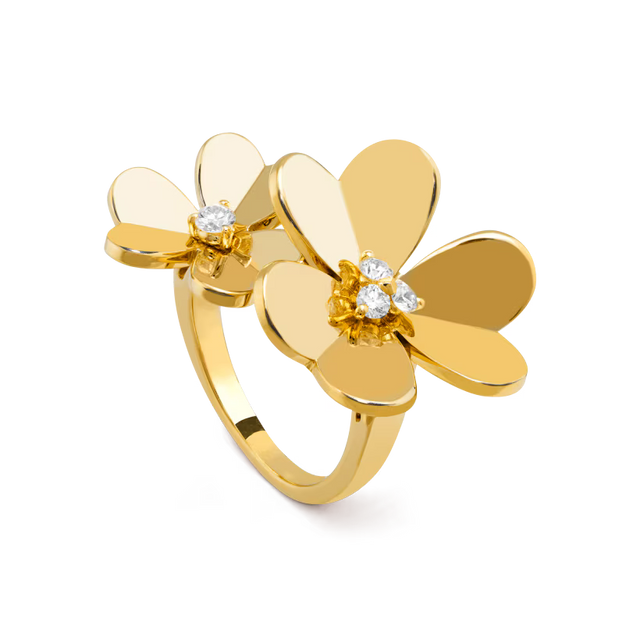 Petal Ring, Yellow Gold Tone, Stone-Set