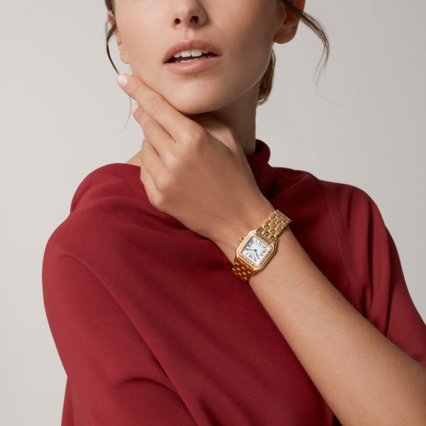 Square Link-Bracelet Watch, Rose Gold Tone, Stone-Set, Medium Model