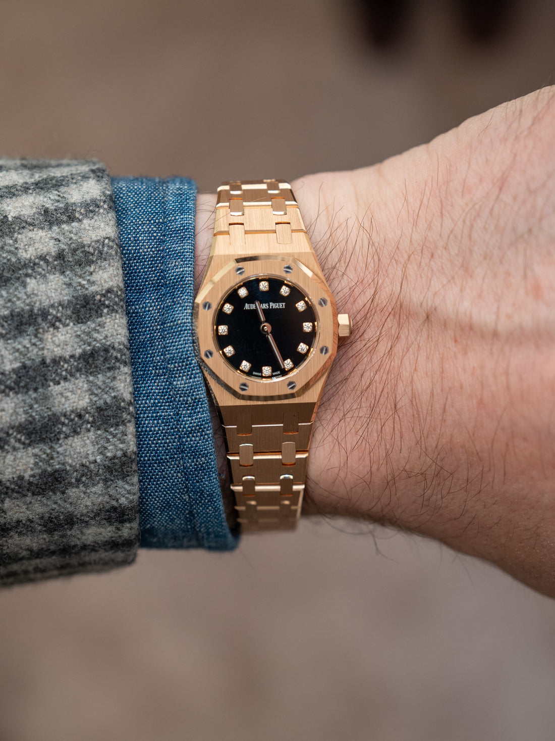 Octagonal Bezel Watch, Rose Gold Tone, 23 mm