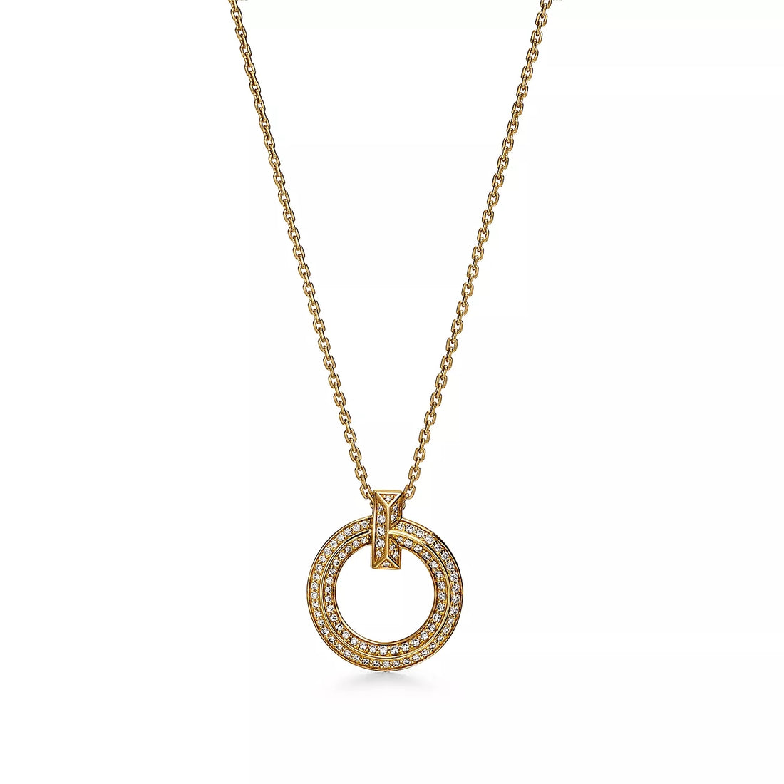 Circle Pendant Necklace, Yellow Gold Tone