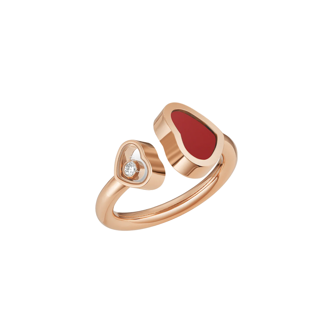 Floating Heart Ring, Rose Gold Tone, Stone-Set