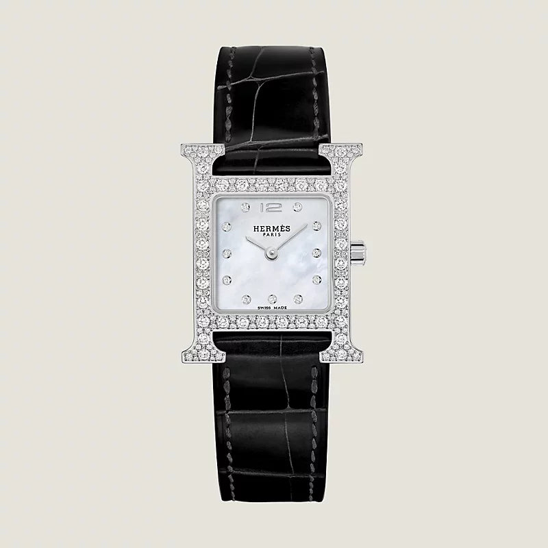 H-Case Watch, Steel, Stone-Set, Small Model, 25 mm