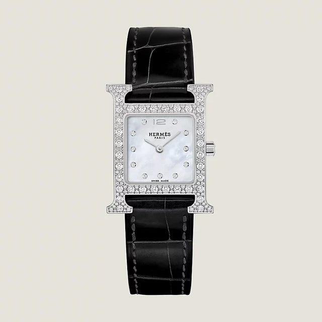 H-Case Watch, Steel, Stone-Set, Small Model, 25 mm
