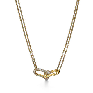 Link Pendant Necklace, Yellow Gold Tone, Stone-Set