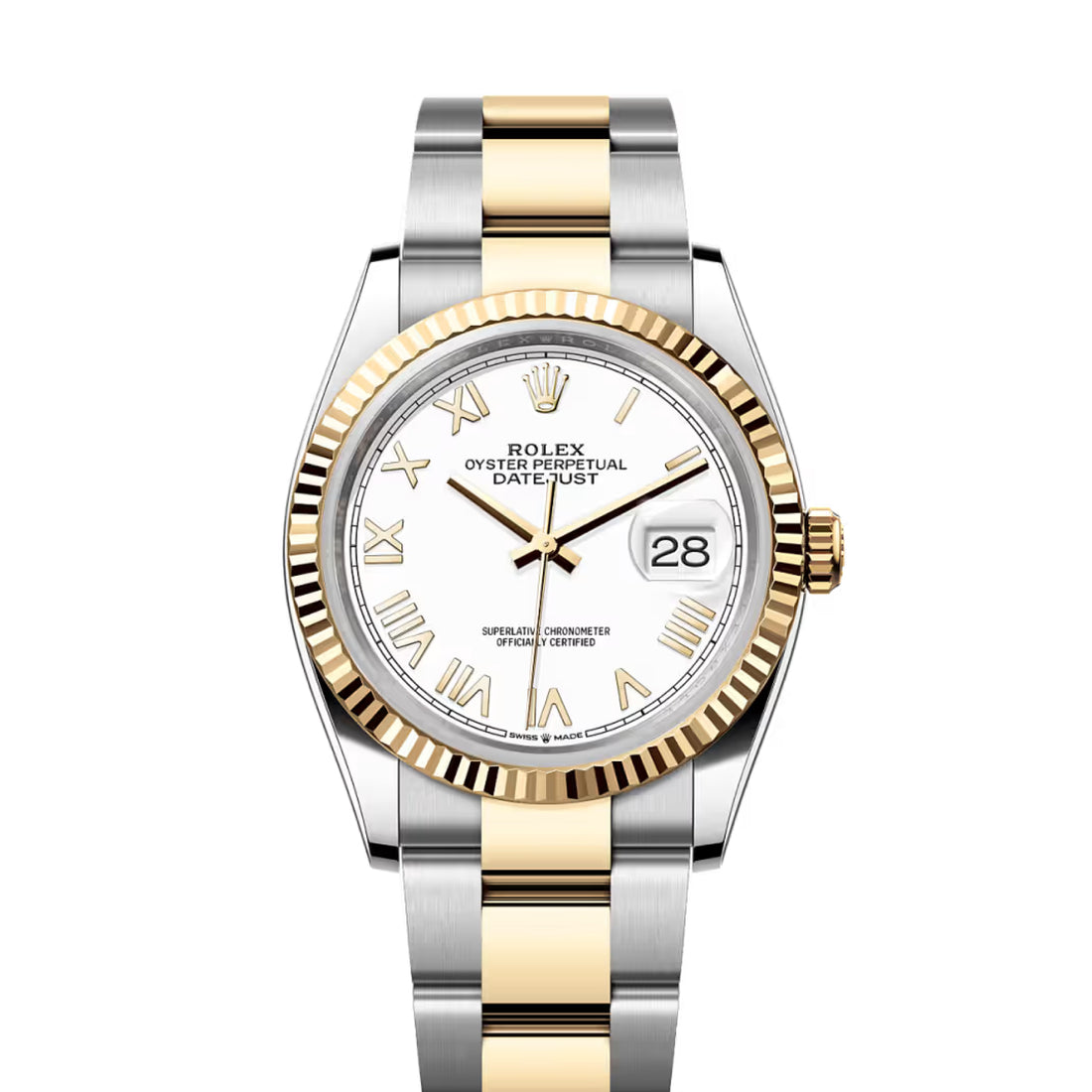 Classic Date Watch, Yellow Gold Tone, Steel, 36 mm