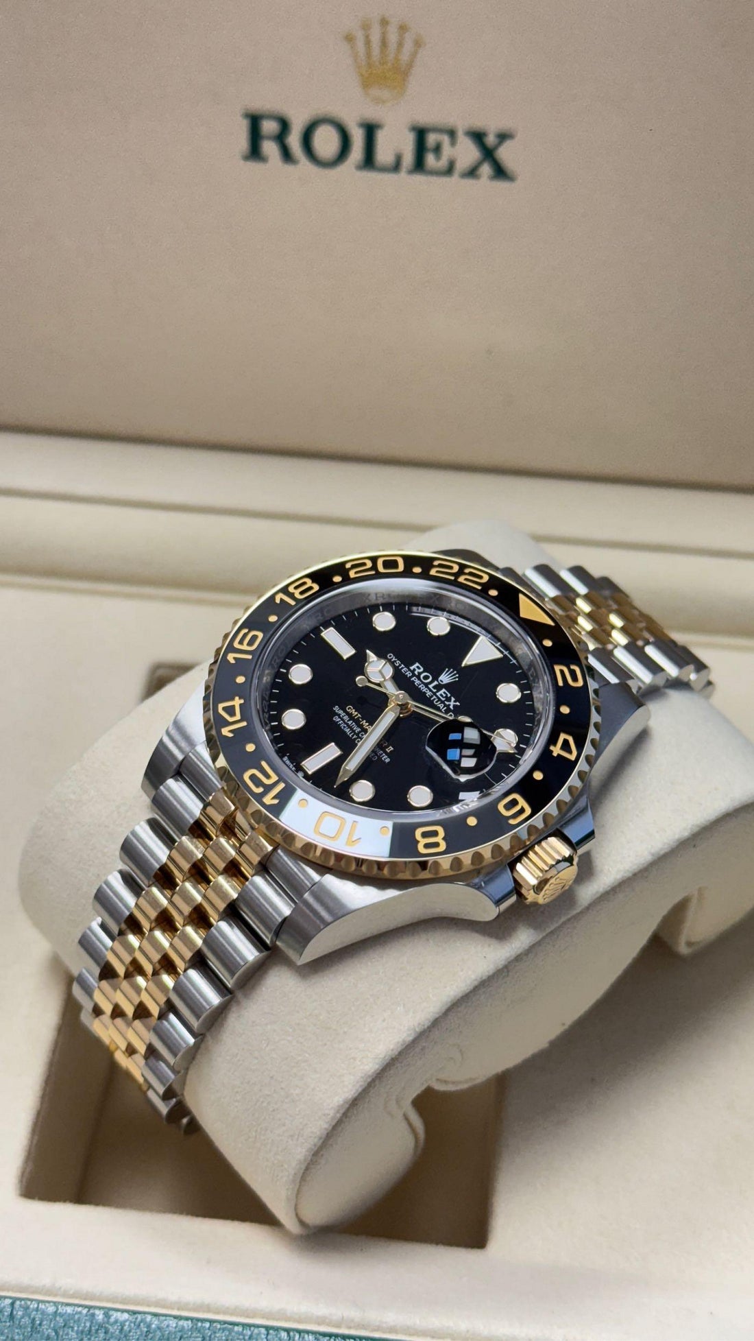 Dual-Time Bezel Watch, Yellow Gold Tone, Steel, 40 mm